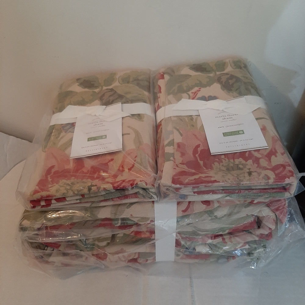 Pottery Barn King Marla Floral Linen Cotton Blend Duvet Cover & 2 Euro Shams - Picture 2 of 8